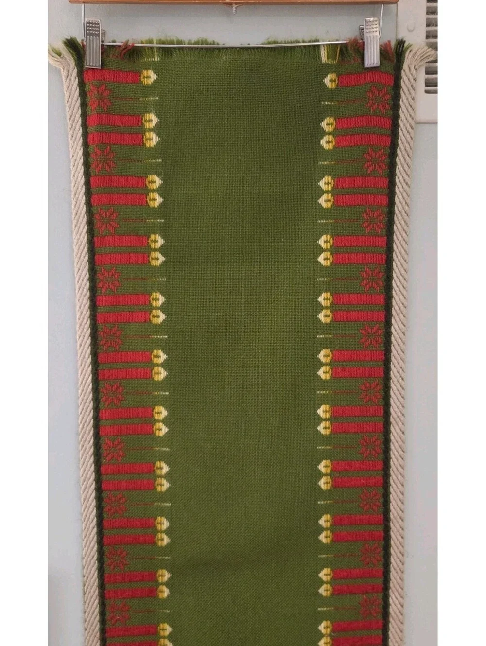 Areda 40 × 130 Green Red Yellow Candle Table Runner Vintage 60s 70s  Christmas